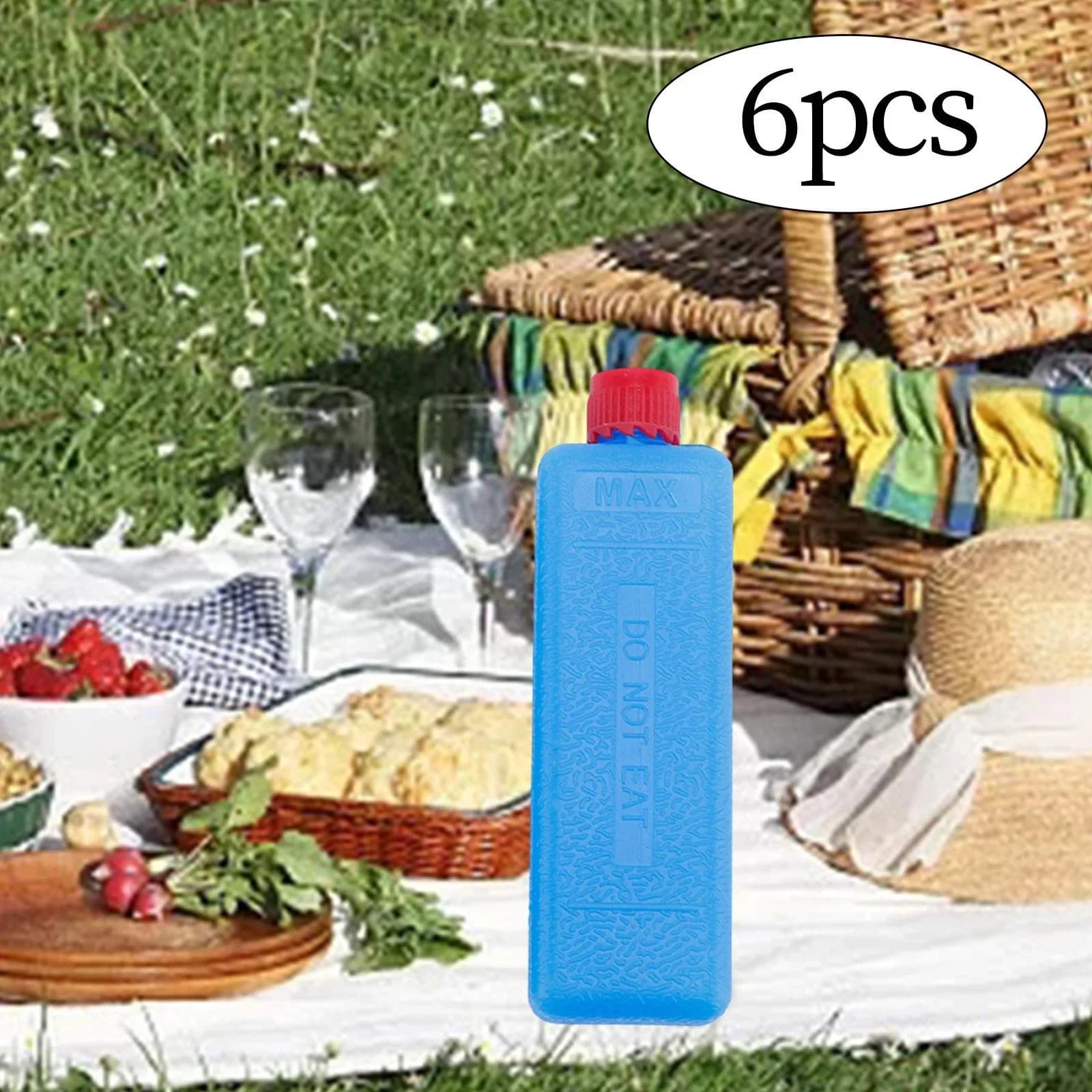 6-12 PCS Blok Ais Boleh Diguna Semula Pek Ais Penyejuk Segi Empat Tepat untuk Perkhemahan, Berkelah, BBQ, Melancong
