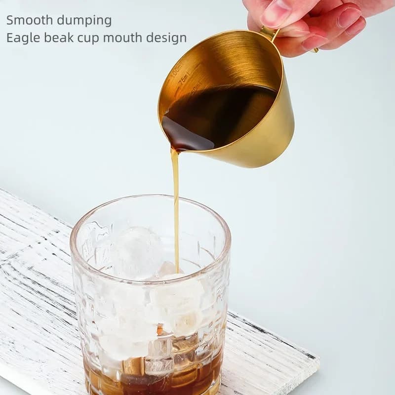 Cawan Pengekstrakan Kopi Keluli Tahan Karat 304 dengan Skala Cawan Penyukat Espresso Alatan Dapur