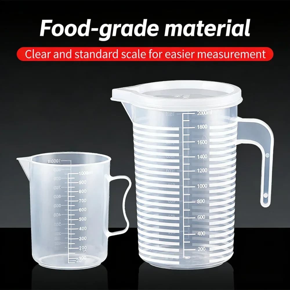 Cawan Penyukat Plastik Gred Makanan 100-5000ml Bikar Skala Tahan Panas