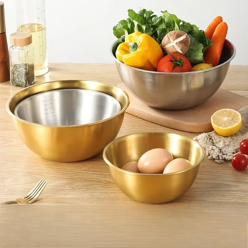 Set 3 Pcs Mangkuk Adunan Keluli Tahan Karat Mangkuk Salad Besar