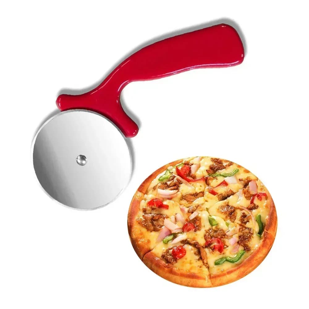Pemotong Piza Keluli Tahan Karat Roda Pemotong Doh Pastri Aksesori Dapur
