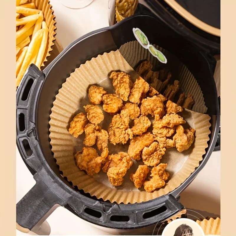 Kertas Pelapik Air Fryer Pakai Buang Kalis Minyak & Air, Kertas Pembakar Bulat Segi Empat Sama & Tepat
