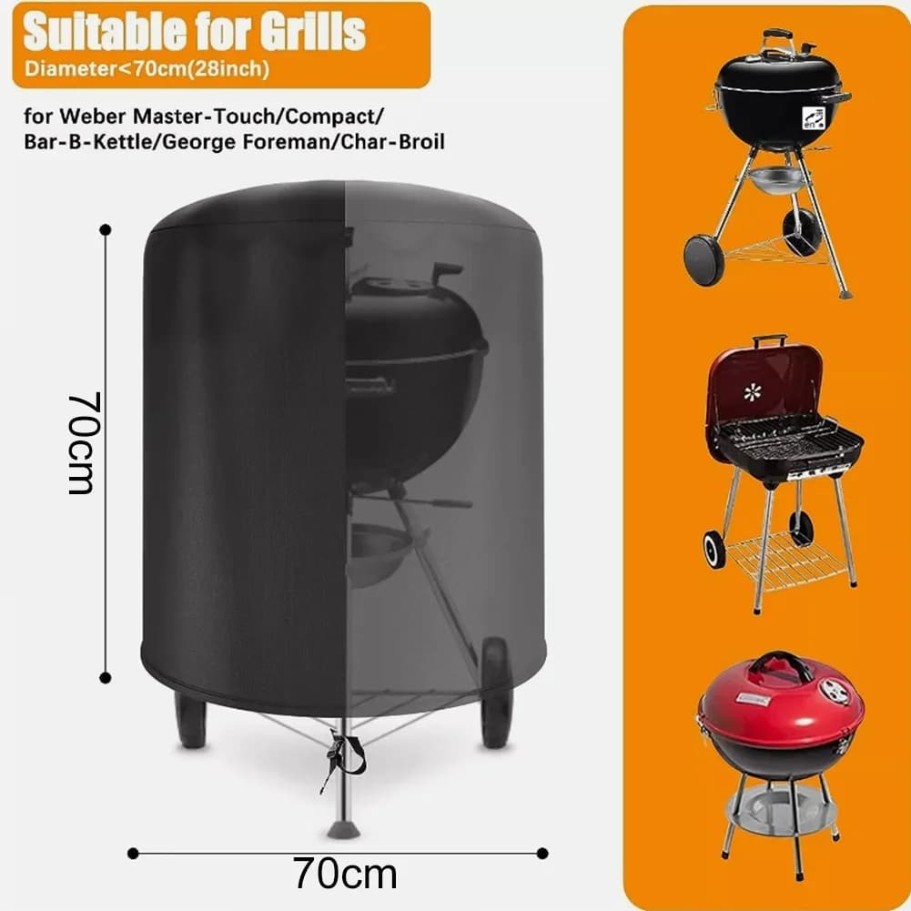 Penutup BBQ Raweao Kettle Kalis Air untuk Weber, Penutup Barbeku Oxford Bulat Pelindung Hujan Luar 57Cm