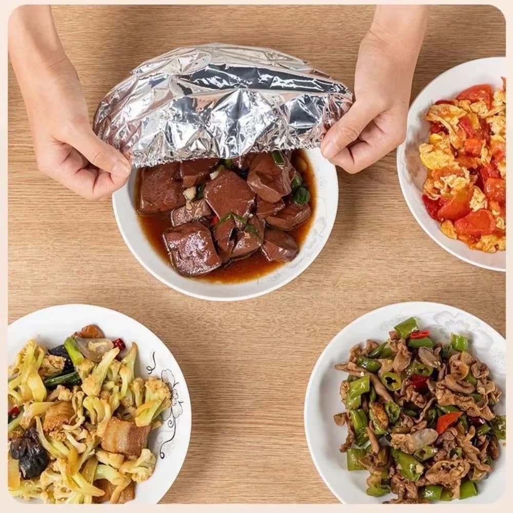 Penutup Mangkuk Kerajang Aluminium Boleh Diguna Semula 10-60 Keping, Penebat Haba Gred Makanan untuk Ketuhar Bungkus Berkelah
