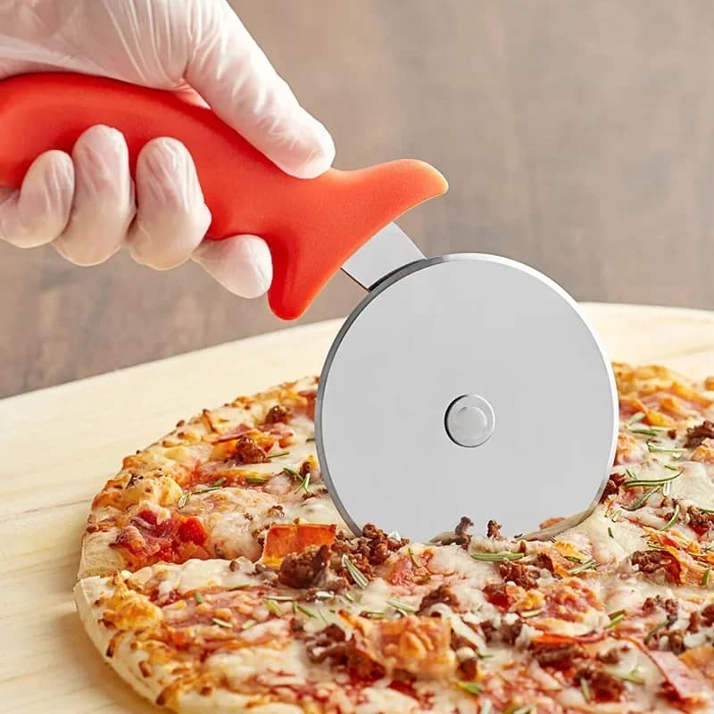Pemotong Piza Keluli Tahan Karat Roda Pemotong Doh Pastri Aksesori Dapur