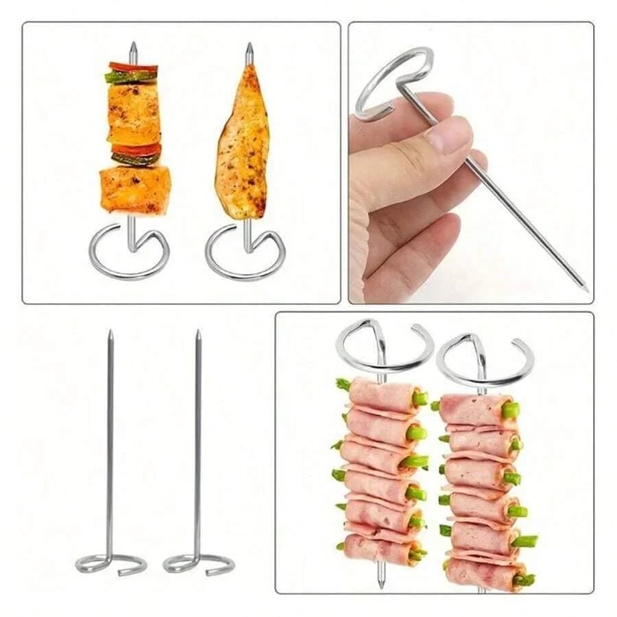 10/20/30 Pcs Pencucuk Kebab Keluli Tahan Karat Boleh Diguna Semula untuk BBQ