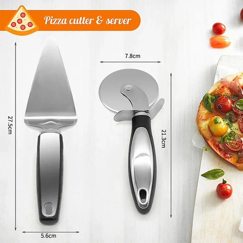 Pemotong Pizza Roda Keluli Tahan Karat Premium Pisau Pemotong Roti Kek Biskut Alatan Dapur