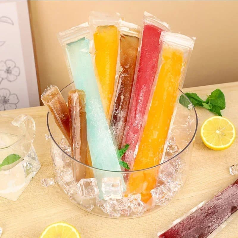 50/100/200 Pcs Beg Aiskrim Lutsinar Pakai Buang untuk Jus, Yogurt & Coklat, Acuan Popsikel Dapur