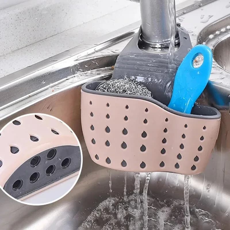 Bakul Penapis Gantung Sinki Dapur Boleh Laras untuk Span & Sabun