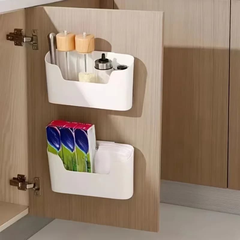 Kotak Simpanan Lekap Dinding dengan Pintu, untuk Filem Berpaut, Beg Simpanan &amp; Keperluan Bilik Mandi