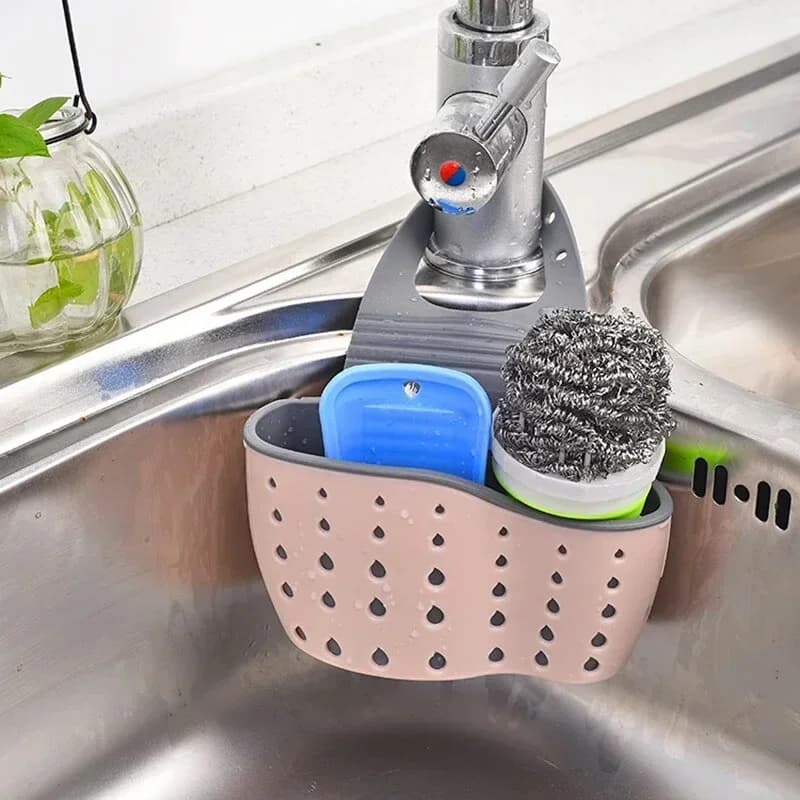 Bakul Penapis Gantung Sinki Dapur Boleh Laras untuk Span & Sabun