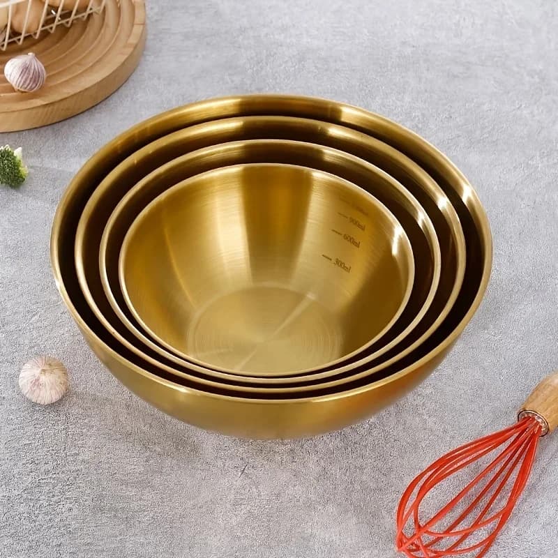Set 3 Pcs Mangkuk Adunan Keluli Tahan Karat Mangkuk Salad Besar