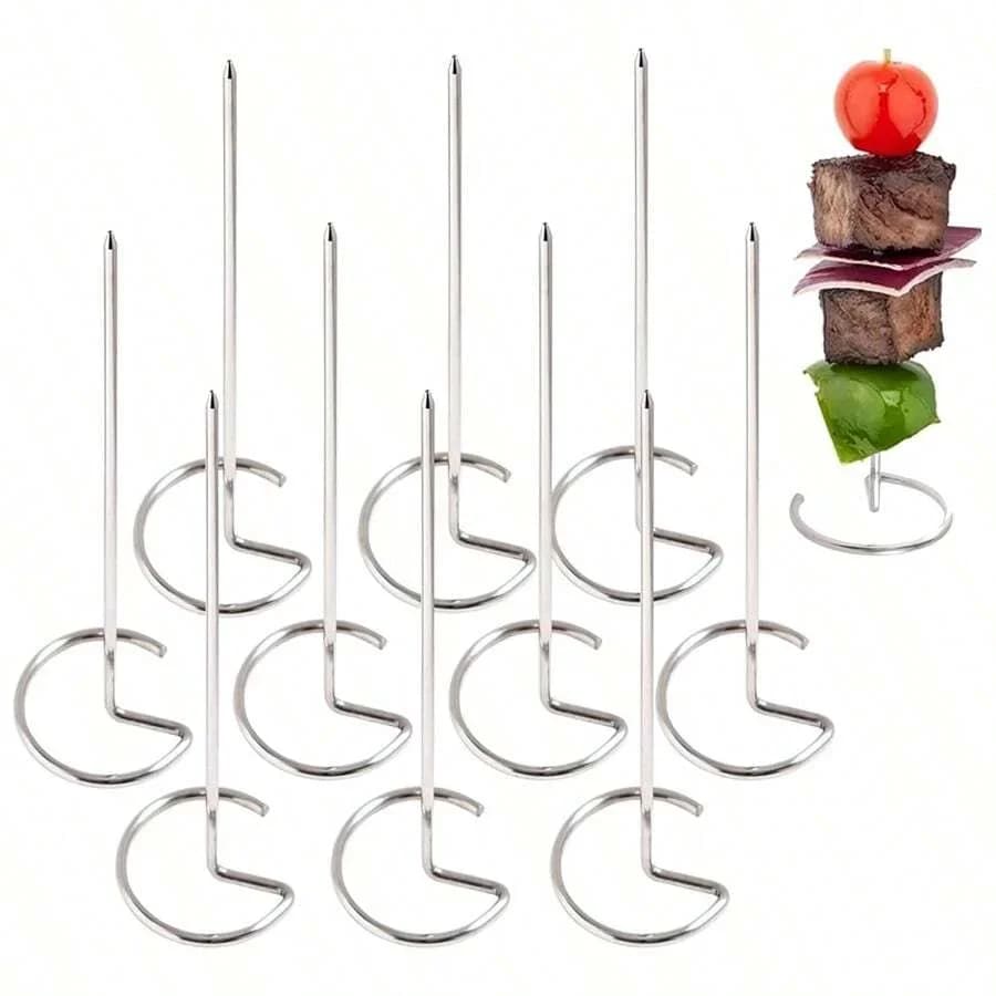 10/20/30 Pcs Pencucuk Kebab Keluli Tahan Karat Boleh Diguna Semula untuk BBQ