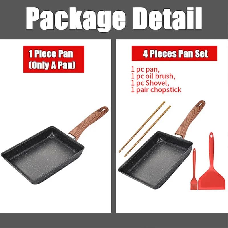Kuali Tamagoyaki Telur Dadar Jepun Tidak Melekat Segi Empat dengan Alatan Memasak