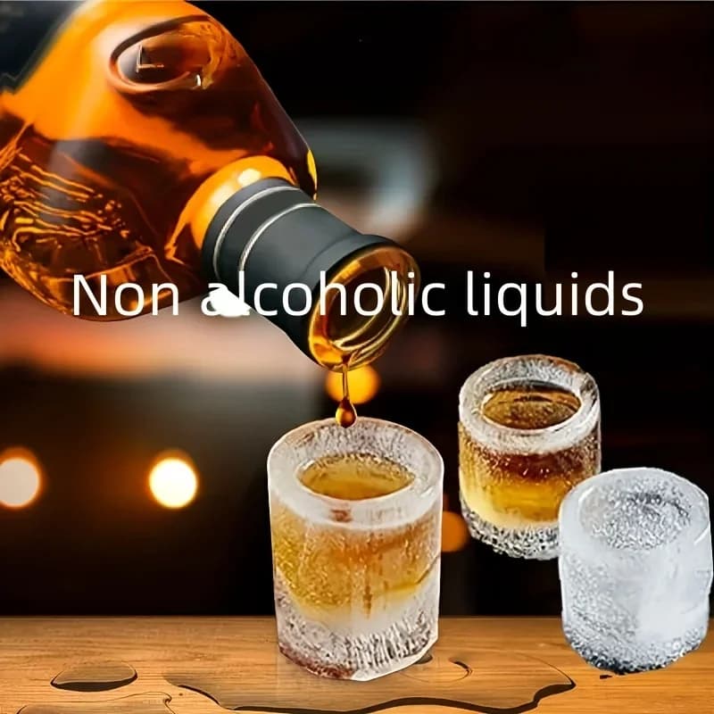 Acuan Kiub Ais Silikon 4 Lubang Tekan Bentuk Cawan Bulat Kreatif untuk Wiski Bir Bar Dapur
