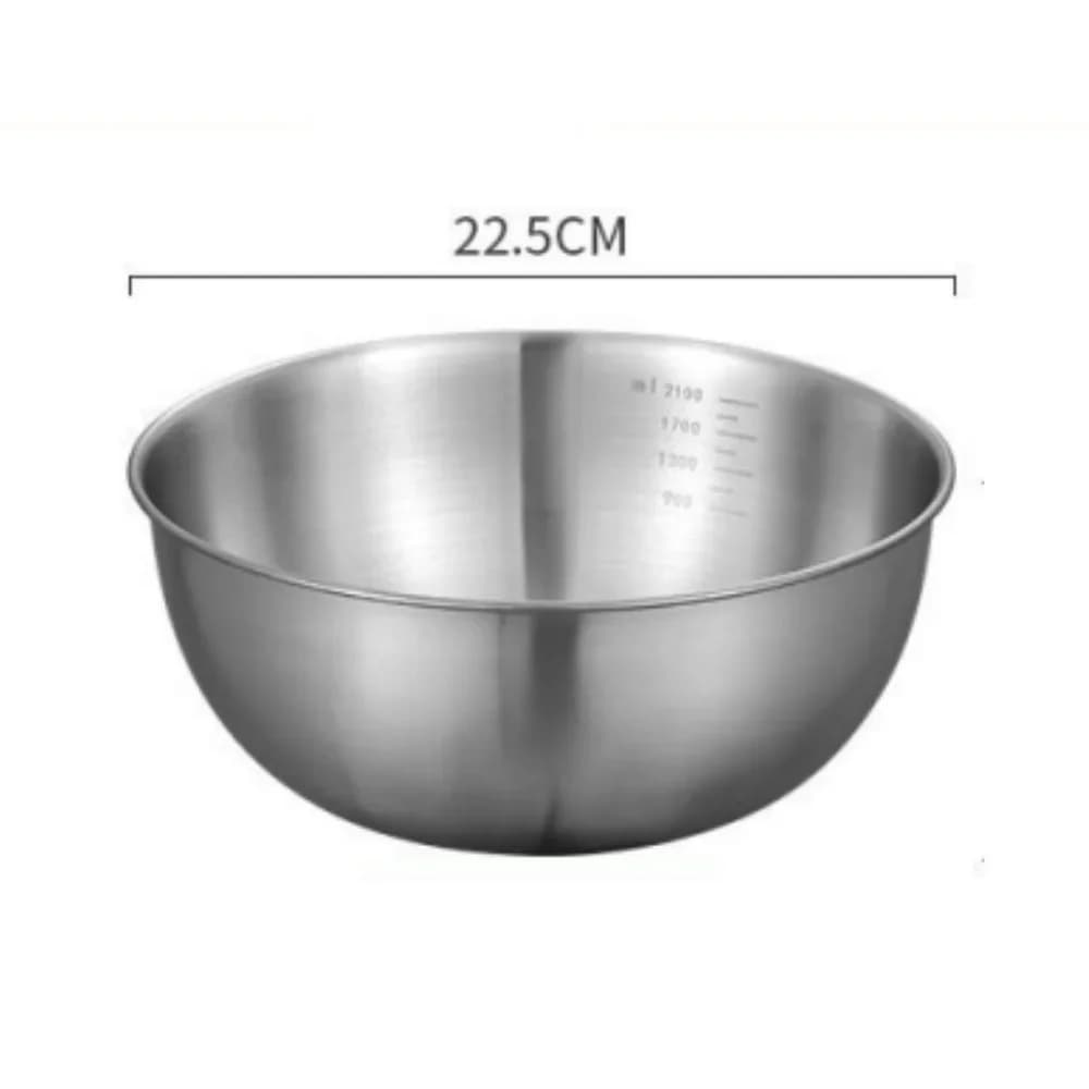 Set Mangkuk Keluli Tahan Karat 1-3 dengan Skala untuk Memasak, Membakar, Penyimpanan Makanan, Mangkuk Pengadun Kapasiti Besar untuk Keperluan Dapur