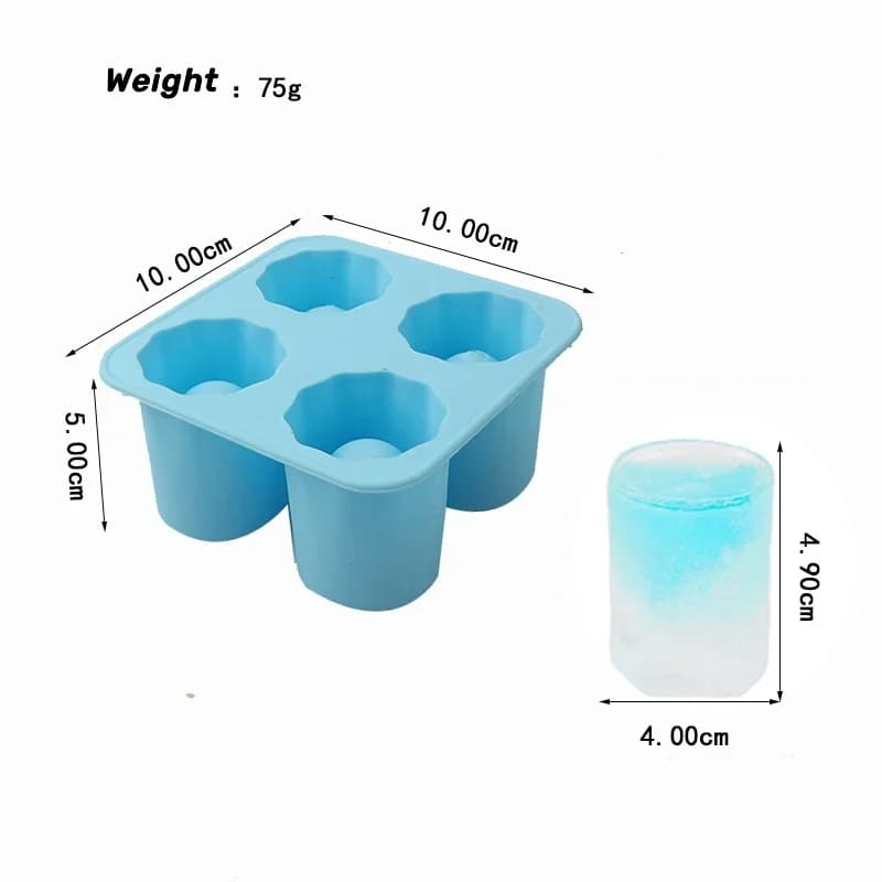 Acuan Kiub Ais Silikon 4 Lubang Tekan Bentuk Cawan Bulat Kreatif untuk Wiski Bir Bar Dapur