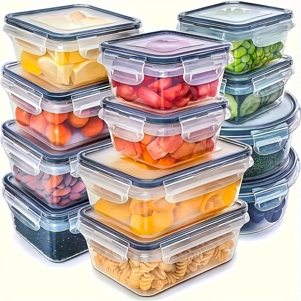 Bekas Makanan Kedap Udara Bebas BPA 8 Biji dengan Penutup Berkuncur - Plastik PP Selamat untuk Gelombang Mikro/Peti Sejuk Beku
