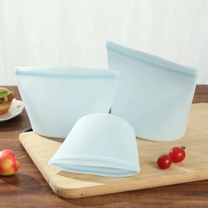 Set Beg Simpanan Makanan Silikon 1/3 Keping Kalis Bocor Boleh Diguna Semula untuk Peti Sejuk