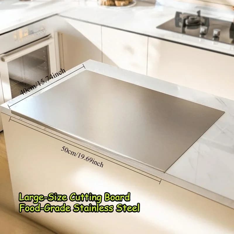 Papan Pemotong Keluli Tahan Karat Boleh Lipat Saiz Besar, Perkakas Dapur untuk Rumah & Luar