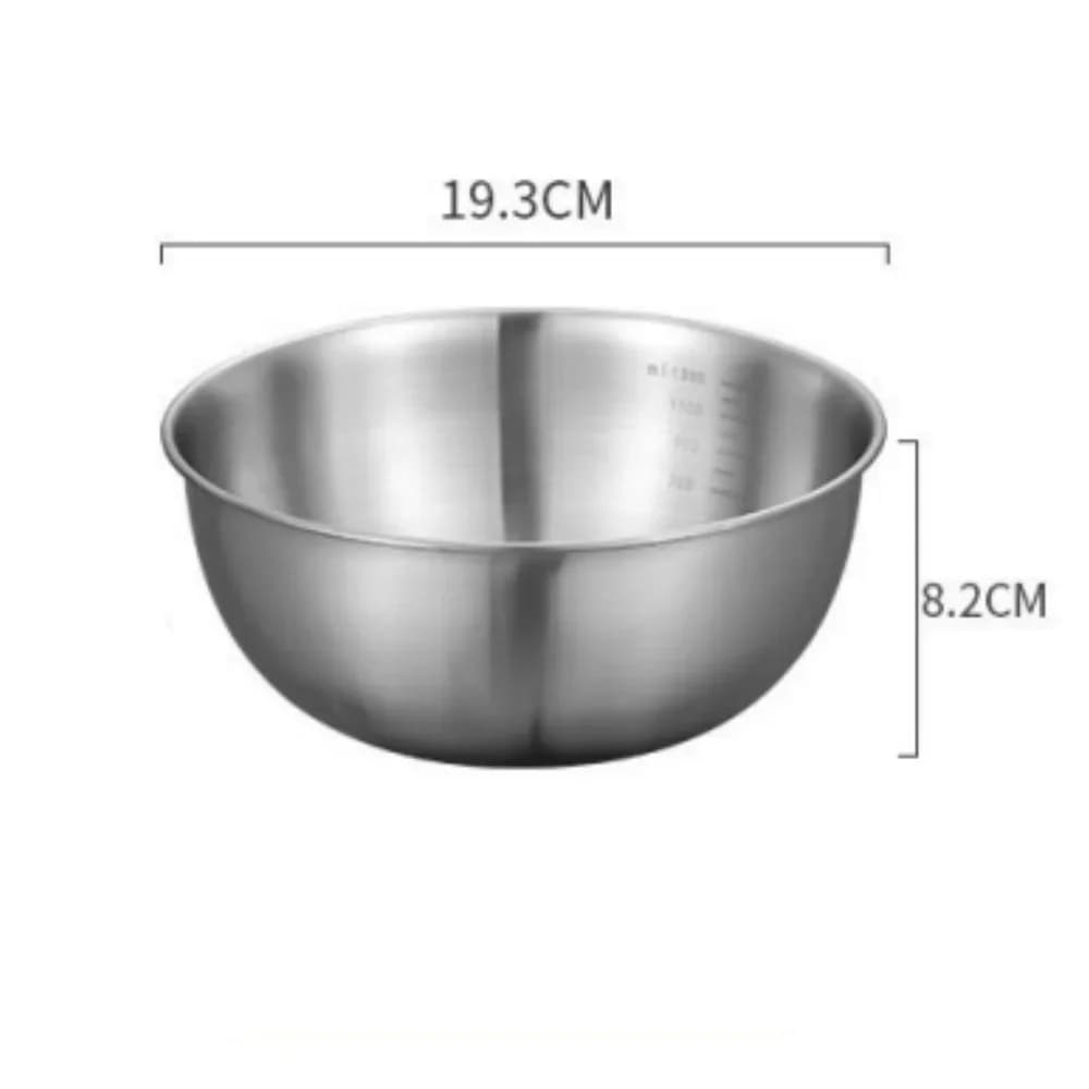Set Mangkuk Keluli Tahan Karat 1-3 dengan Skala untuk Memasak, Membakar, Penyimpanan Makanan, Mangkuk Pengadun Kapasiti Besar untuk Keperluan Dapur