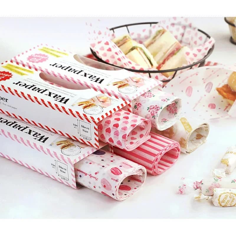 50 Keping/Set Kertas Lilin Gred Makanan Kertas Kalis Minyak Pembungkus Makanan untuk Roti Sandwich Burger Kentang Goreng Alatan Membakar
