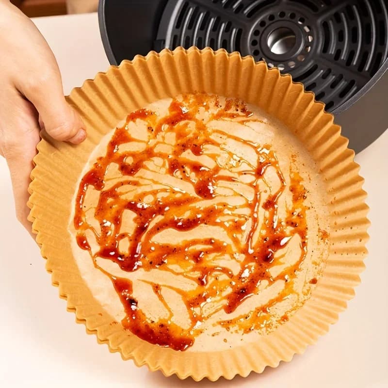 Kertas Pelapik Air Fryer Pakai Buang Kalis Minyak & Air, Kertas Pembakar Bulat Segi Empat Sama & Tepat