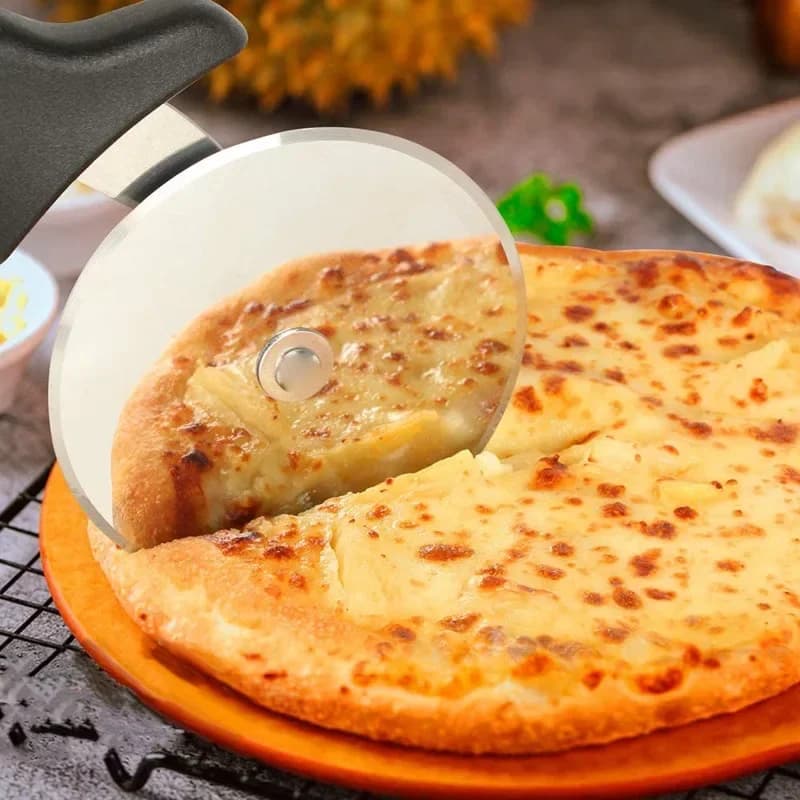 Pemotong Piza Keluli Tahan Karat Roda Pemotong Doh Pastri Aksesori Dapur