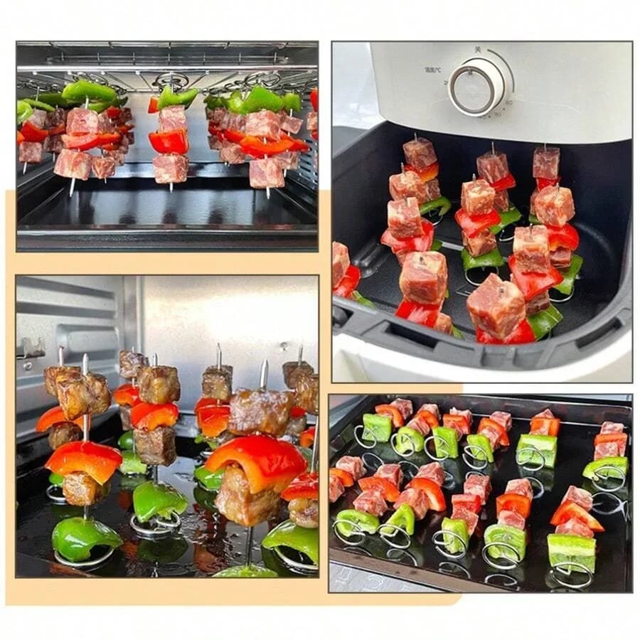 10/20/30 Pcs Pencucuk Kebab Keluli Tahan Karat Boleh Diguna Semula untuk BBQ