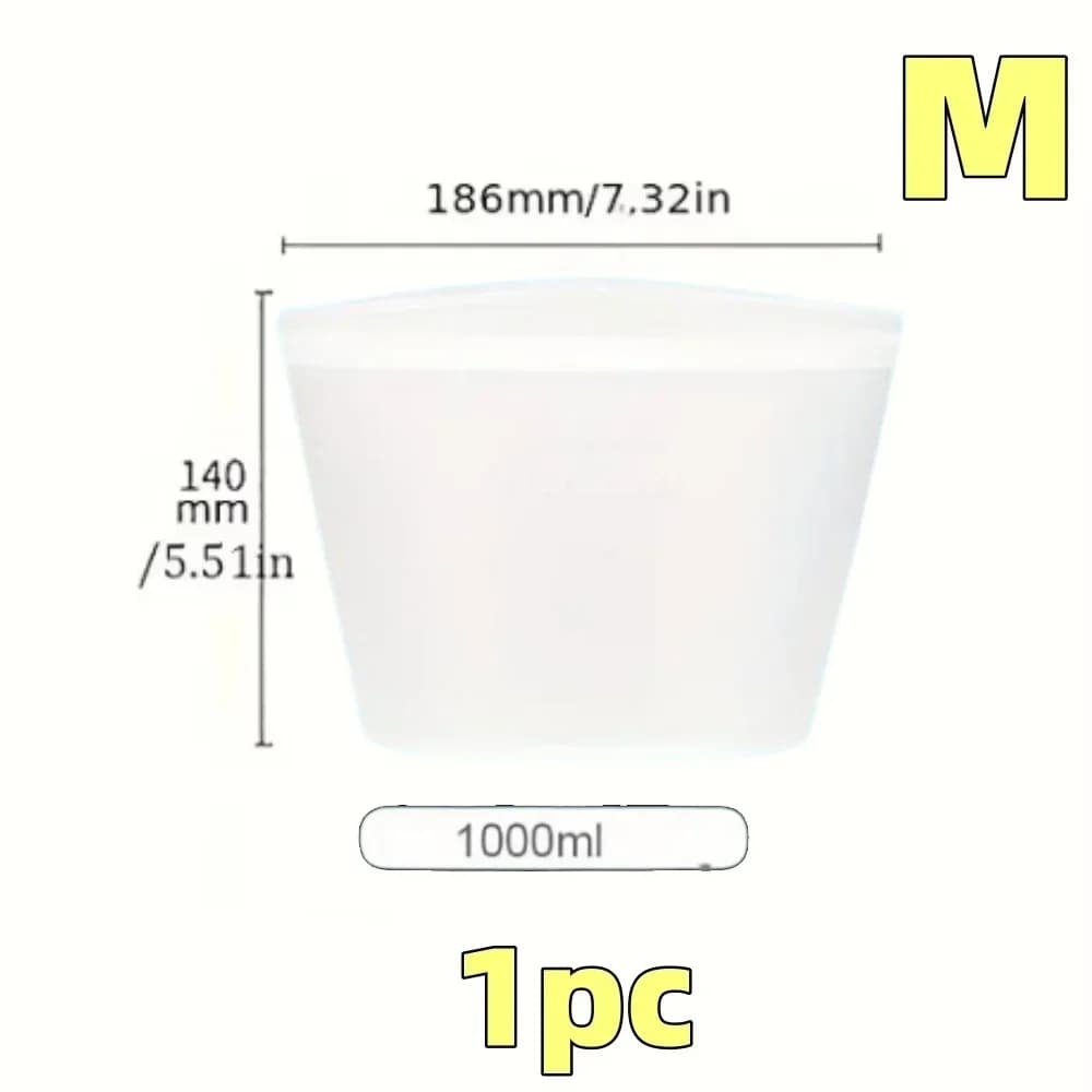 Set Beg Simpanan Makanan Silikon 1/3 Keping Kalis Bocor Boleh Diguna Semula untuk Peti Sejuk