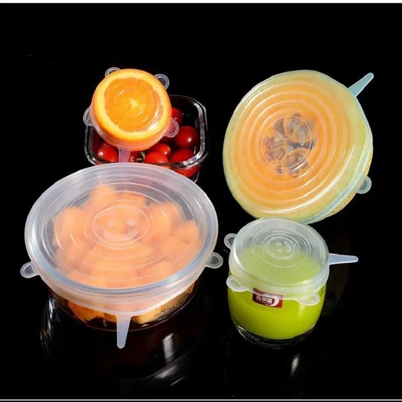 Penutup Silikon Boleh Regang 6 Pcs, Penutup Mangkuk Makanan Pelbagai Fungsi Boleh Guna Semula