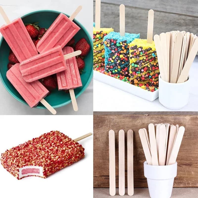 Batang Aiskrim Kraf Kayu Leeseph 11.4cm Batang Popsikel untuk Aiskrim Acuan Resin Kraf Tangan