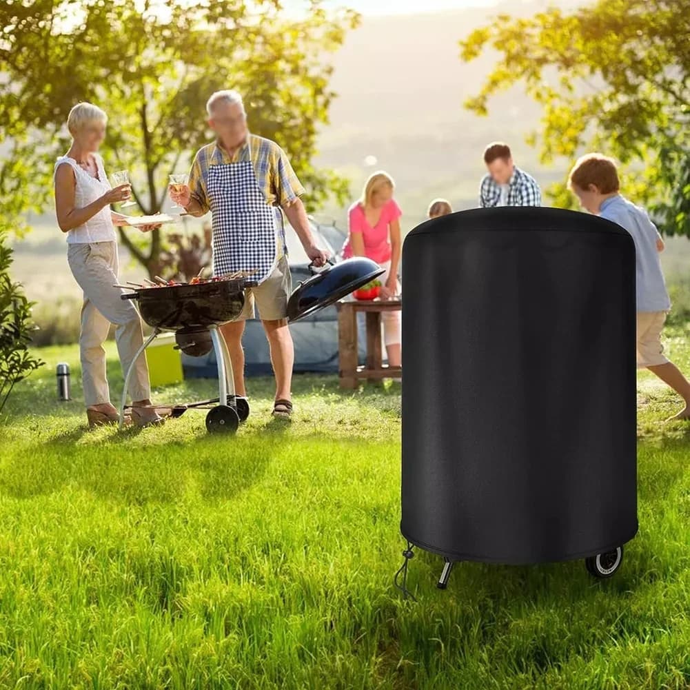 Penutup BBQ Raweao Kettle Kalis Air untuk Weber, Penutup Barbeku Oxford Bulat Pelindung Hujan Luar 57Cm