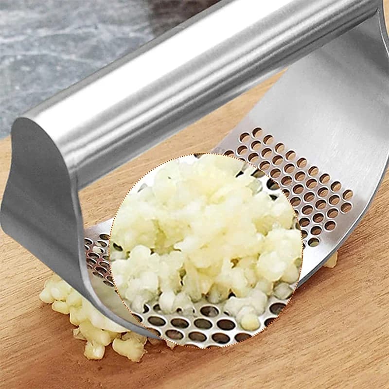 Pemerah dan Penghancur Bawang Putih Keluli Tahan Karat Manual