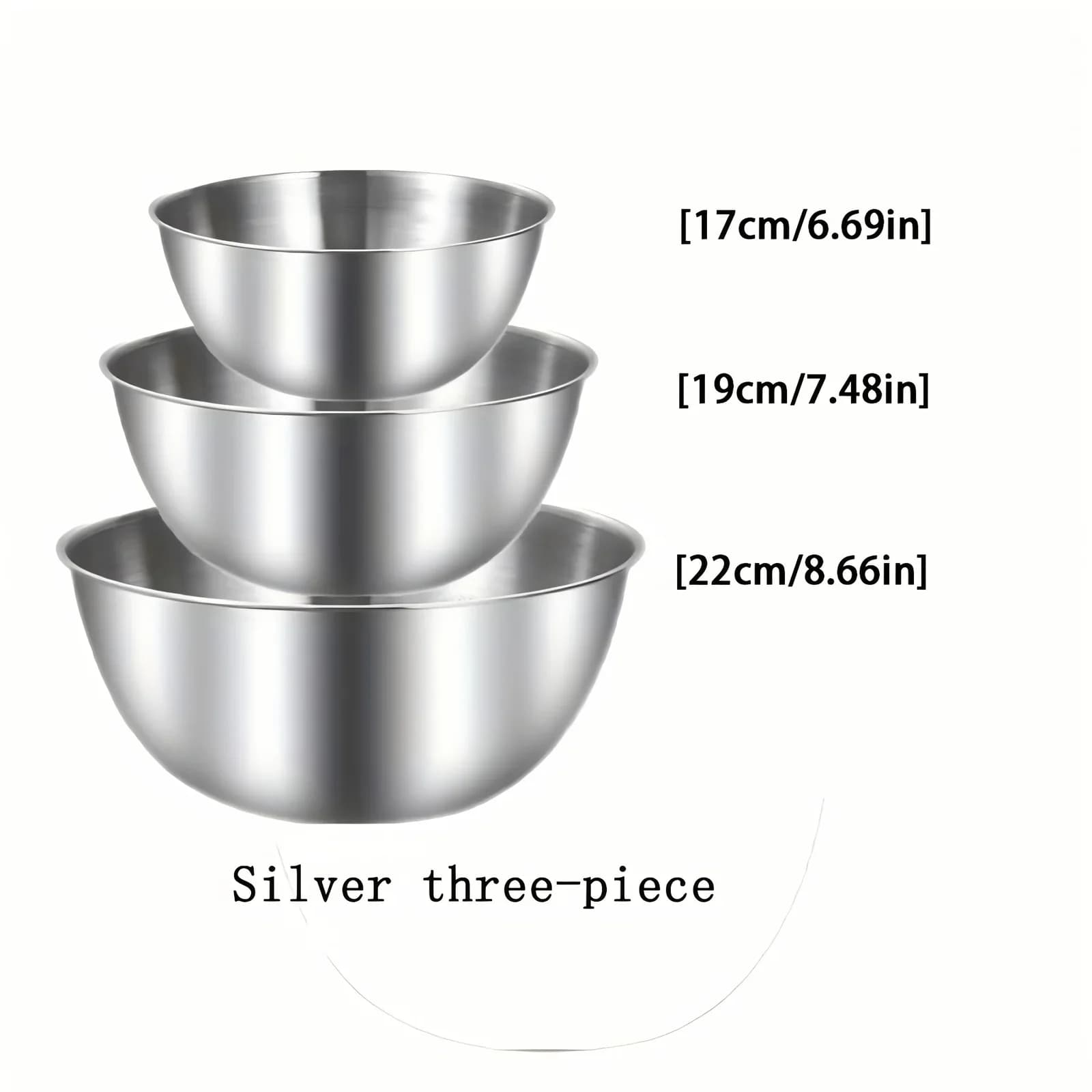 Set 3 Pcs Mangkuk Adunan Keluli Tahan Karat Mangkuk Salad Besar