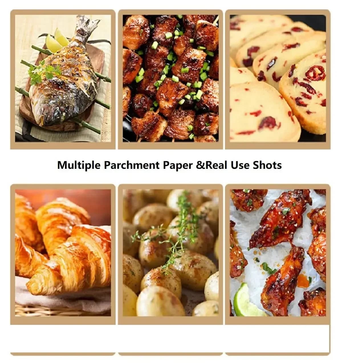 Kertas Pembakar Parchment Antilekat Sedia Potong, untuk Ketuhar, Penggoreng Kering & Kukusan