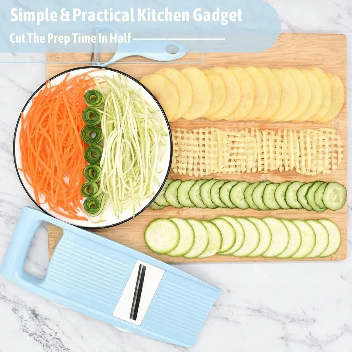 Pemotong Sayur & Buah 5 Dalam 1 Pemarut Makanan Manual Pelbagai Fungsi Dapur