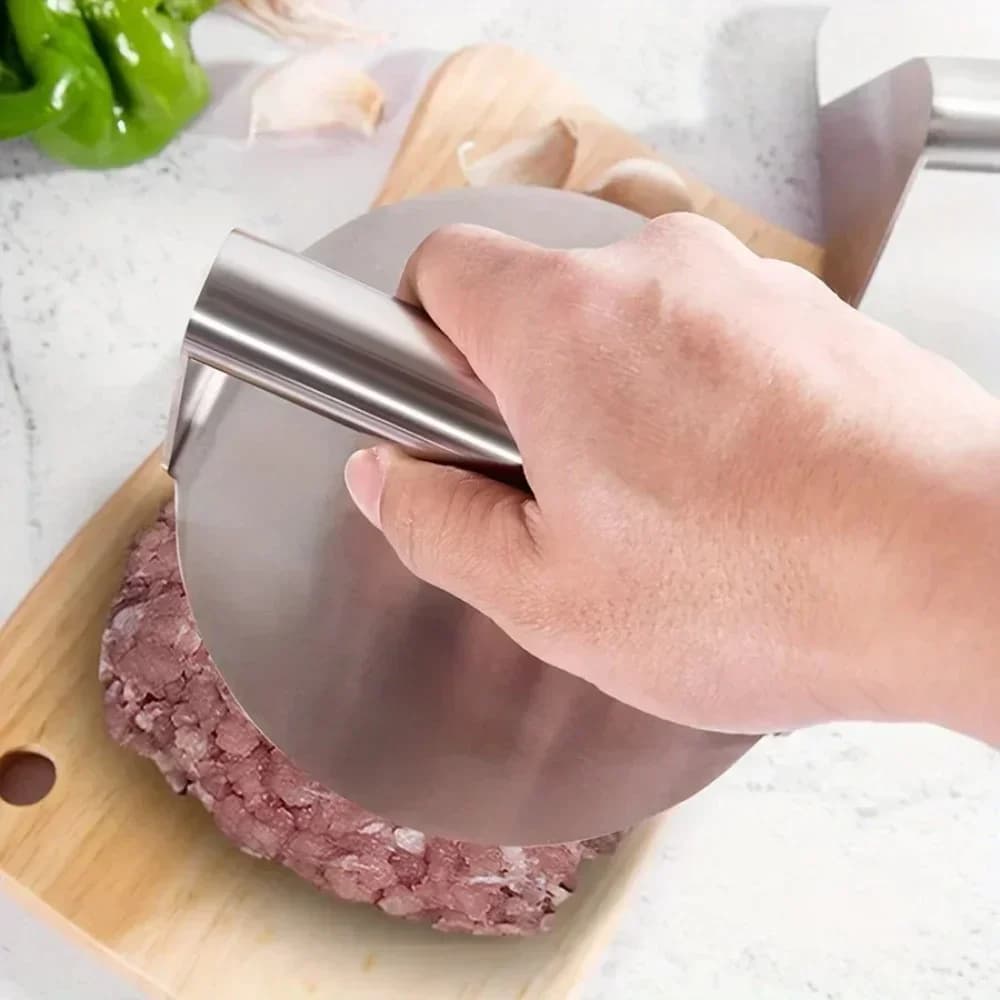 Penekan Burger Smash Keluli Tahan Karat Baharu | Pembuat Kepingan Daging Tahan Lasak & Acuan Penekan untuk BBQ, Memanggang (Tidak Melekat)