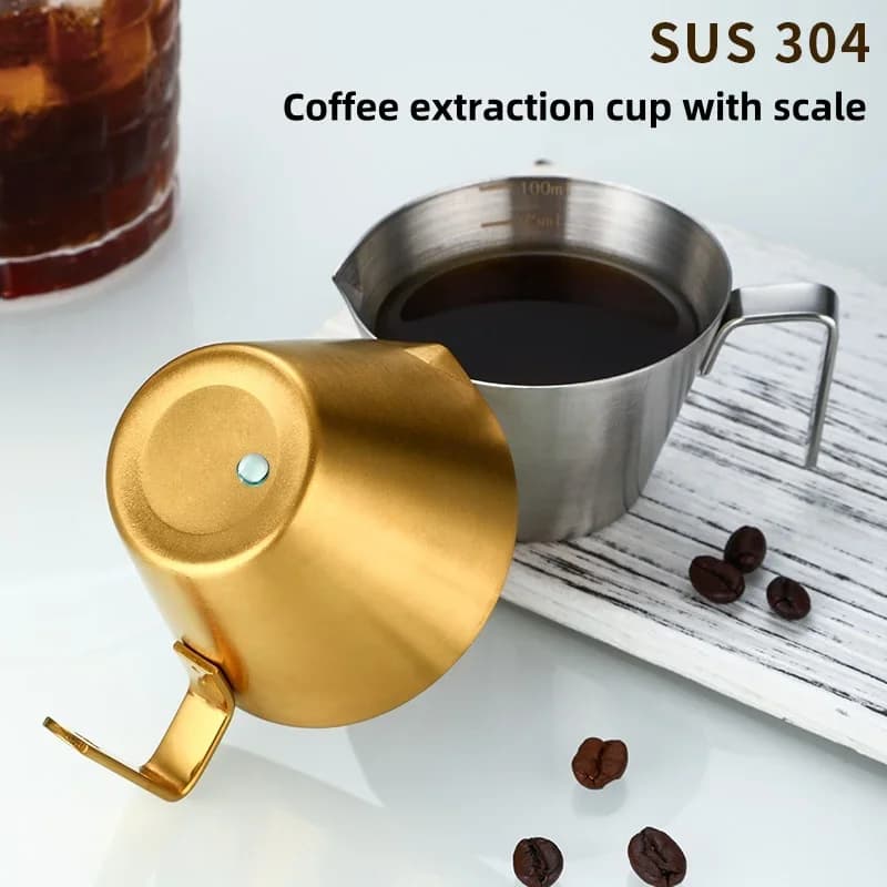 Cawan Pengekstrakan Kopi Keluli Tahan Karat 304 dengan Skala Cawan Penyukat Espresso Alatan Dapur