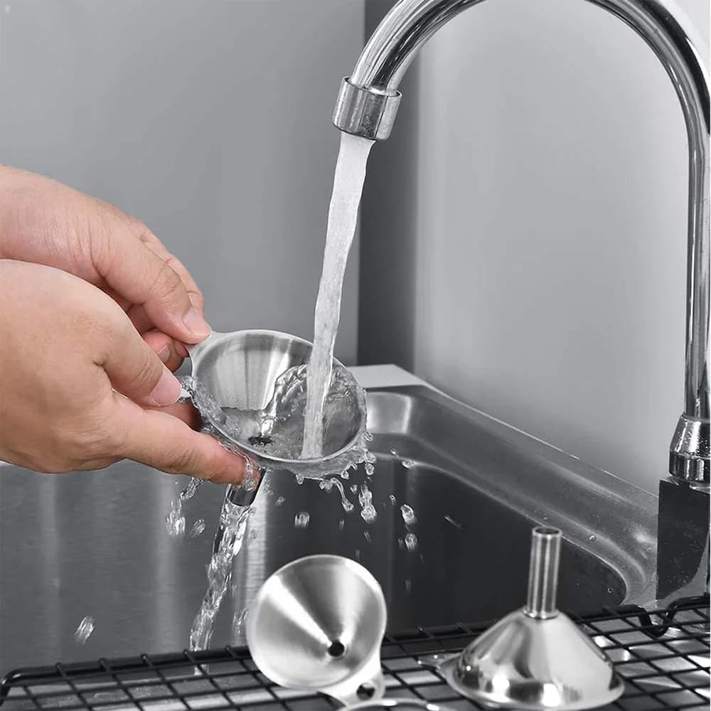 Set 3/5 Pcs Corong Dapur Keluli Tahan Karat Gred Makanan Corong Logam untuk Botol Minyak Pati Rempah