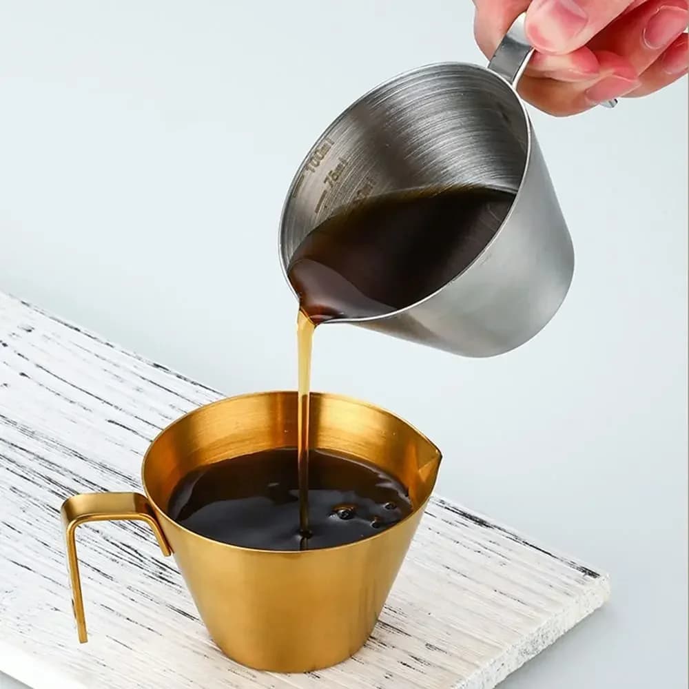Cawan Pengekstrakan Kopi Keluli Tahan Karat 304 dengan Skala Cawan Penyukat Espresso Alatan Dapur