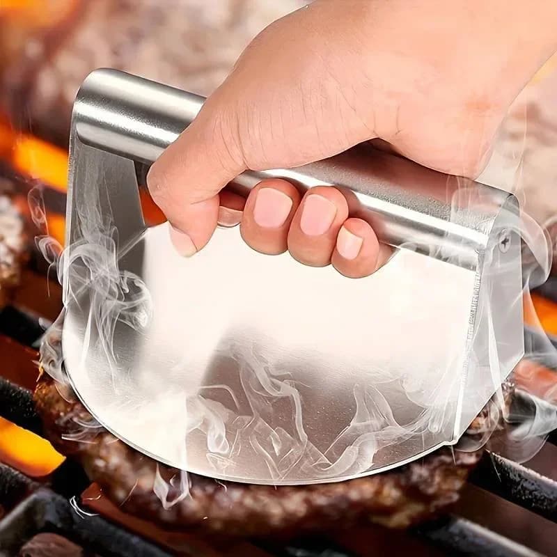 Penekan Burger Smash Keluli Tahan Karat Baharu | Pembuat Kepingan Daging Tahan Lasak & Acuan Penekan untuk BBQ, Memanggang (Tidak Melekat)