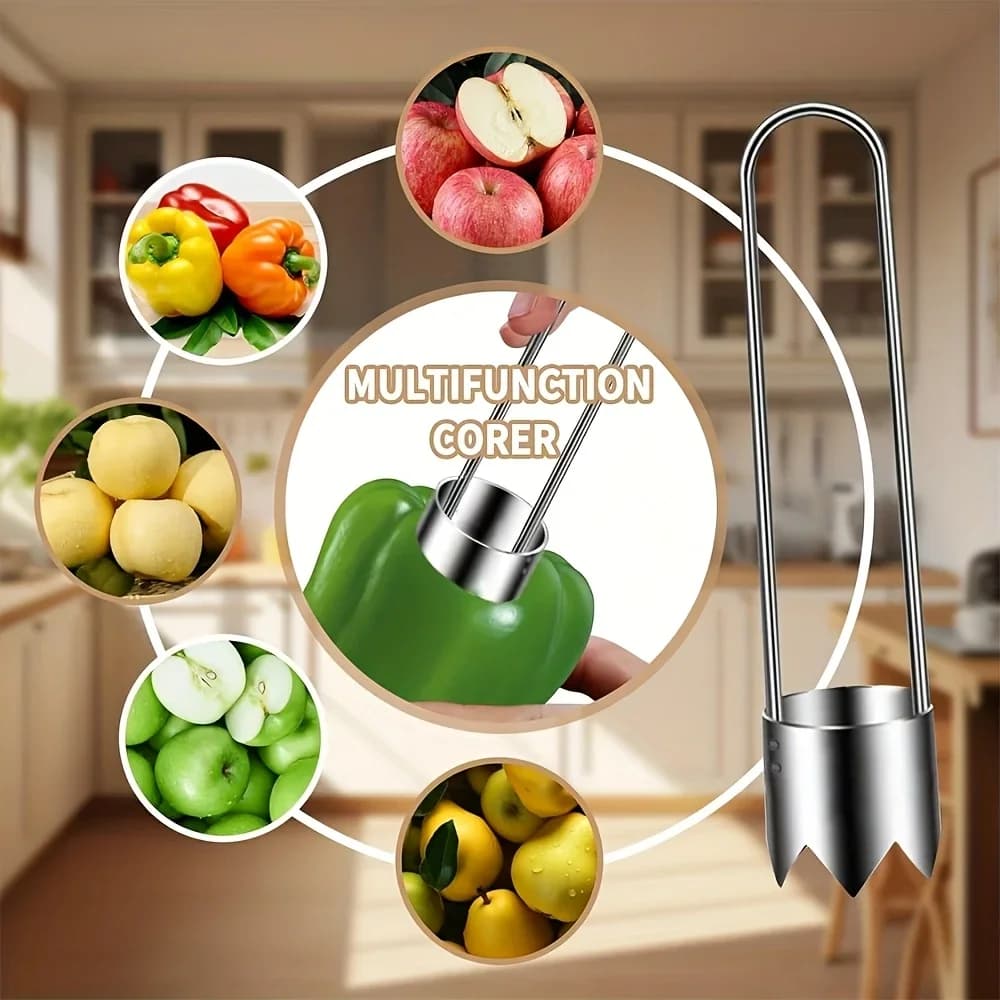 Alat Pembuang Biji Buah Keluli Tahan Karat 1/2/3 Unit - untuk Epal, Lada Benggala dan Tomato