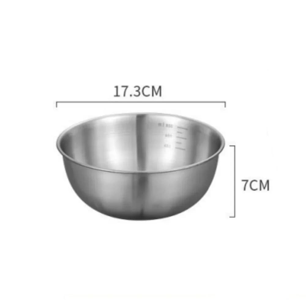 Set Mangkuk Keluli Tahan Karat 1-3 dengan Skala untuk Memasak, Membakar, Penyimpanan Makanan, Mangkuk Pengadun Kapasiti Besar untuk Keperluan Dapur