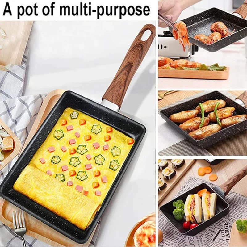 Kuali Tamagoyaki Telur Dadar Jepun Tidak Melekat Segi Empat dengan Alatan Memasak