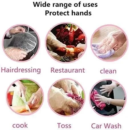 Sarung Tangan Plastik Pakai Buang Lut Sinar Bebas Lateks Selamat untuk Makanan, Memasak & Pembersihan