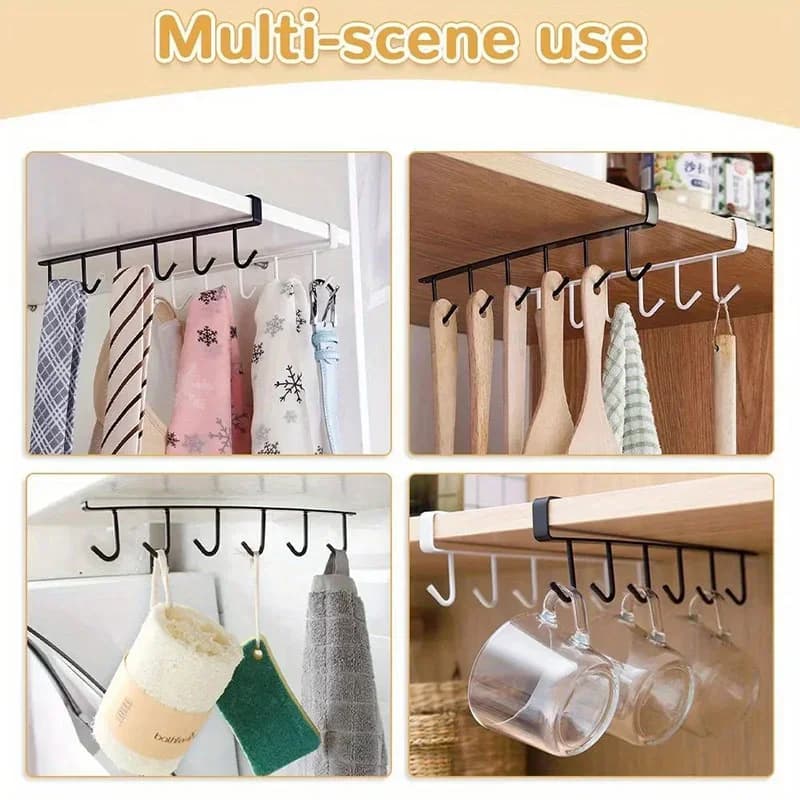 Rak Gantung Dapur Pemegang Cawan Mug Kaca 6 Cangkuk 1 Keping