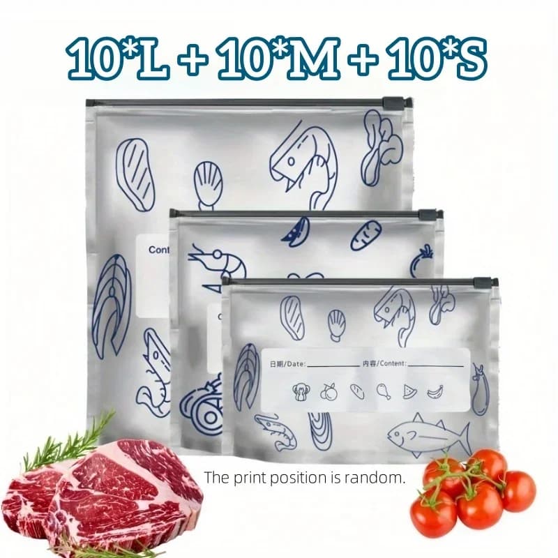 10/60 Pcs Beg Simpanan Kerajang Aluminium Kedap Udara Kalis Bau Makanan Boleh Diguna Semula