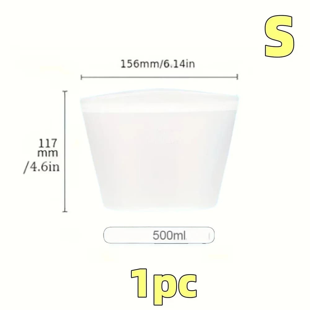 Set Beg Simpanan Makanan Silikon 1/3 Keping Kalis Bocor Boleh Diguna Semula untuk Peti Sejuk