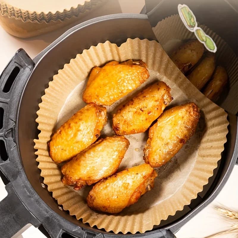 Kertas Pelapik Air Fryer Pakai Buang Kalis Minyak & Air, Kertas Pembakar Bulat Segi Empat Sama & Tepat